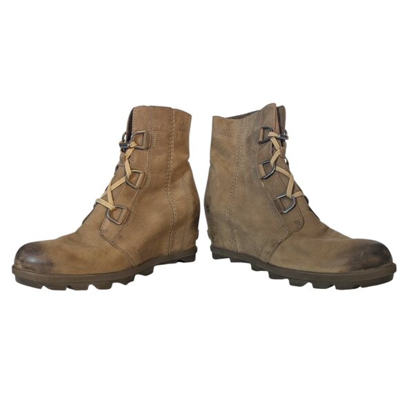 Sorel tan wedge high heel lace-up boot - Picture 5 of 12